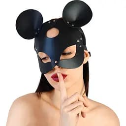 Шкіряна маска зайчика Art of Sex - Mouse Mask, колір Чорний