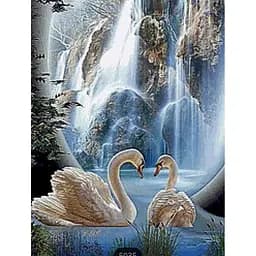 Алмазна вишивка мозаїка стразами повна викладка на підрамнику Лебедина вірність 40 * 50 см птахи