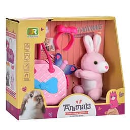 М’яка іграшка Зайчик, 14 см, плюшевий, сумочка, обруч, заколочка, DR5083/5084 (В асортименті)
