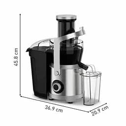 Tefal Соковитискач Nutri XXL відцентрований 1000Вт, чаша-0.8л, макуха-2.2л, жолоб на ціле яблуко, пластик/метал, чорний-нержавіюча сталь - мініатюра 3