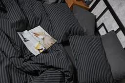 Комплект постільної білизни Moon&Star King Size 220x240 наволочки 2х70х70 Gray Stripe&Black Бязь Gold Люкс - мініатюра 5