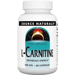 L-карнітин тартрат Source Naturals для метаболічної енергії 500 мг 60 капсул