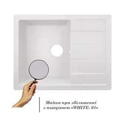 Кухонна мийка Lidz 650x500/200 WHI-01 (LIDZWHI01650500200), Білий - мініатюра 3