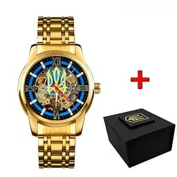 Наручний годинник чоловічий 025 Sharp Gold Blue. Awarder acs0031820