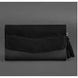 Шкіряна жіноча сумка Еліс чорна Велюр