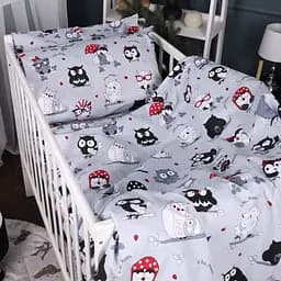 Комплект постільної білизни MirSon Kids Time 17-0672 Silver Owlets сірий 143 x 210 см (2200010183948)