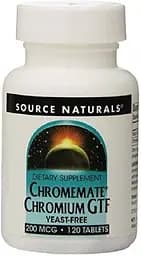 Вітаміни та мінерали Source Naturals Chromemate Chromium GTF Yeast-Free 200 mcg, 120 таблеток