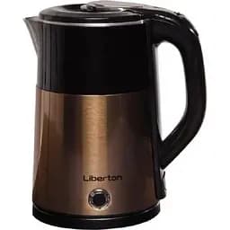 Електрочайник Liberton LEK-6827, чорний/золотистий, 1500W, 1.8л, дисковий, подвійна стінка (нержавіюча сталь+пластик),