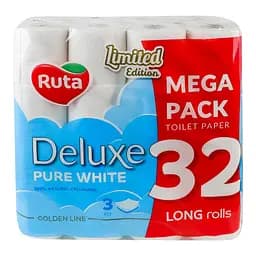 Папір туалетний Ruta Pure White Deluxe 32 рул 3 ш білий