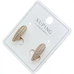 Сережки кільця Xuping з блискучими камінцями гіпоалергенне медичне золото