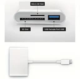 Універсальний кардридер 3-в-1 (SD/TF/CF) з Type-C і USB-портами, OTG-адаптер для телефонів, ноутбуків та ін. - мініатюра 2