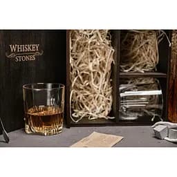 Подарунковий набір Whiskey Stones камені для віскі 9 штук + інструкція + мішечок для зберігання + щипці + декантер і 2 склянки - мініатюра 7