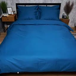 Комплект постельного белья Moon&Star Satin Premium Deep Blue Сімейний 2х160х220 см наволочки 2х50х70 см - мініатюра 2