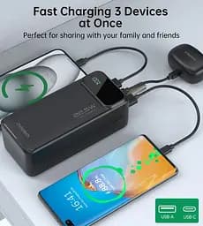 УМБ Choetech 40000mAh, 22,5W PD QC3.0, USB-C In/out, 2xUSB-A Li-pol чорна (B731-ACBK) - мініатюра 7