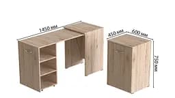 Стіл-тумба трансформер Смарт 1/2 Ferrum-decor 750x1450x600 ДСП Дуб Сан-Марино 16 мм (FRD-105075) - мініатюра 4