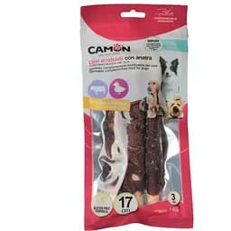 Ласощі для собак палички з яловичої шкіри обмотані качкою Сamon 140гр