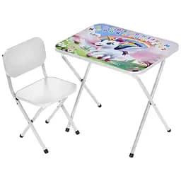 Дитячий столик Bambi M 5967-1 Єдиноріг складний зі стільчиком англ. абетка