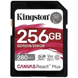 Карта памяти Kingston SDXC Canvas React Plus 256GB Class 10 UHS-II U3 V60 (SDR2V6/256GB) [120442]