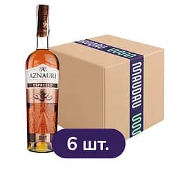Упаковка алкогольного напою Aznauri Espresso 5 років 30% 3 л (0.5 л х 6 шт.)