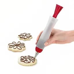 Шприц кулинарный кондитерский силиконовый с носиком из нержавеющей стали для шоколада 20 см, Kitchen Master Красный 85119