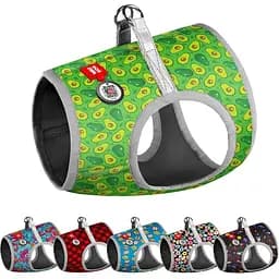 Шлейка для собак мягкая Waudog Clothes с QR паспортом рисунок Авокадо S2 В 46-50 см С 43-45 см