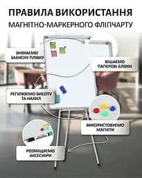 Фліпчарт магнітний Buromax Jobmax для письма маркером на тринозі 70 х 100 cм (BM.0011) - мініатюра 5