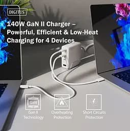 Digitus Зарядний пристрій GaN 3хUSB-C, 1хUSB-A, 140W - мініатюра 3