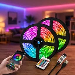 Гнучка світлодіодна стрічка RGB USB 10 м / Стрічка з пультом для підсвічування телевізора, монітора, меблів / LED стрічка від павербанку - мініатюра 3