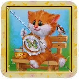 Деревянный пазл-вкладыш Котик - 5 Ubumblebees (ПСД116) PSD116 разрезной