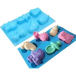 Форма силіконова на планшеті 3D молд "Дитячий" на 6 фігурок 29x17 см, Kitchen Master Блакитний 86126