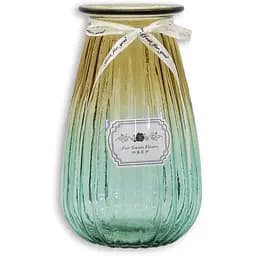 Ваза для цветов Crystal Rose стеклянная желто-зеленая 19 см (YBCG-mt-4)