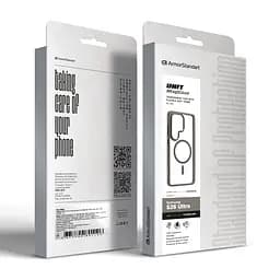 Чехол Samsung Galaxy S26 Ultra 5G, Unit MagSafe, серый, прозрачный, магсейф, противоударный, магнитный, панель-накладка с поддержкой MagSafe, с поддержкой беспроводной зарядки, TPU+PC, защита всего корпуса, ударопрочный, ArmorStandart (ARM88840) - мініатюра 6