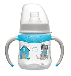Пляшка поїлка з широкою горловиною 150 мл. + м'який носик Система "Actiflex" Хлопчик силікон Nip