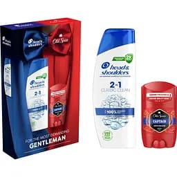 Подарочный набор: Шампунь против перхоти 2 в 1 Head&Shoulders Основной уход 330 мл + Твердый дезодорант Old Spice Captain 50 мл