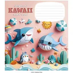 Тетрадь ученическая Kawaii Школярик 012-3398C-5 в косую линию 12 листов