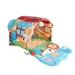 Розважальний тунель-килимок для малюків з підвісними іграшками та сенсорними елементами