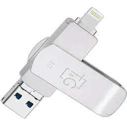 Флеш-накопичувач USB OTG T&G TG-31 з подвійним роз'ємом Lightning і Android 256 ГБ метал (37693-01_1035)
