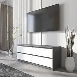 Тумба під телевізор Vays R-6 Антрацит-Білий фасад , 4 шухляди без ручок, ЛДСП, 140×40×53 см