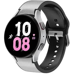 Ремінець для Samsung Galaxy Watch 6 - біло-чорний ширина кріплення 20мм силікон-шкіра Watchbands West (W17-7WB12125121)