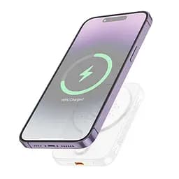 Акумулятор - портативне зарядне магнітне Hoco J117 Esteem magnetic 5000 mAh білий - мініатюра 2