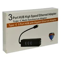 Хаб USB 4-in-1 Black Type-C 3.1 - 3xUSB 3.0 / GLan Dynamode teh0019603 - мініатюра 3