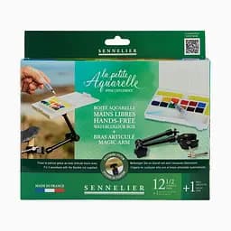 Набір акварельних фарб Sennelier Hands Free, 12 кольорів, кювета, пластиковий пенал