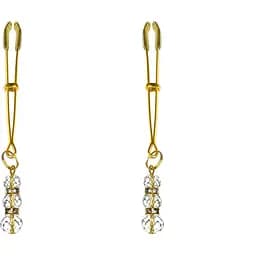 Тонкі затискачі для сосків з підвіскою Feral Feelings - Thin nipple clamps, золото/прозорий