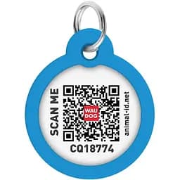 Адресник для собак і котів Waudog Smart ID з QR паспортом Градієнт блакитний 25 мм - мініатюра 4