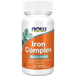 Витамины и минералы NOW Iron Complex, 100 таблеток
