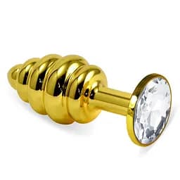 Анальная пробка Lovetoy Gold Spiral Metal Plug 6.8 см (прозрачный)
