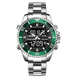 Чоловічий наручний годинник Skmei 1850 (Сріблясті з зелений)