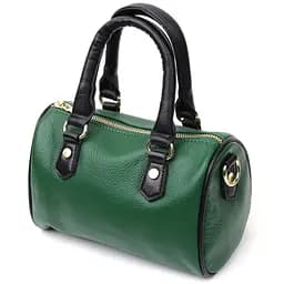 Шкіряна сумка барильце з темними акцентами Vintage 22351 зелена