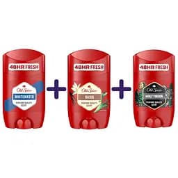 Набір: твердий дезодорант Old Spice Whitewater 50 мл + твердий дезодорант Old Spice Oasis 50 мл + твердий дезодорант Old Spice Wolfthorn 50 мл