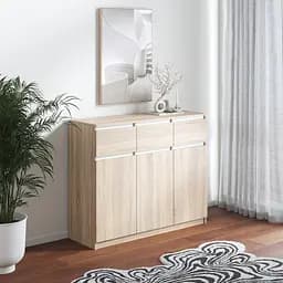 Комод Vays в спальню, современный, без ручек R-33 Дуб Сонома-Белые планки